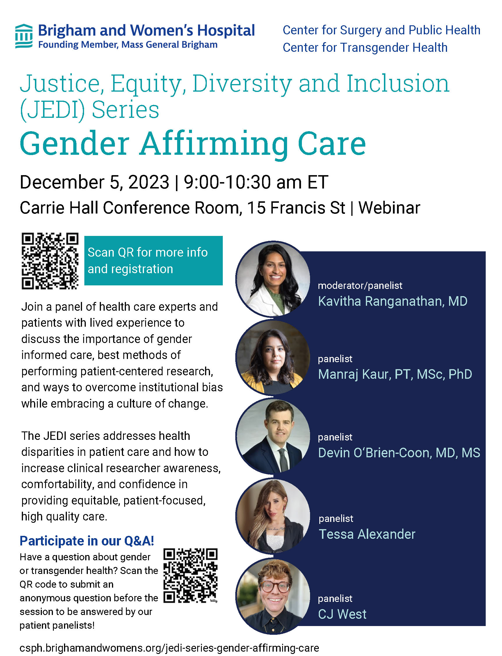 JEDI Series: Gender Affirming Care – Center for Surgery and Public Health